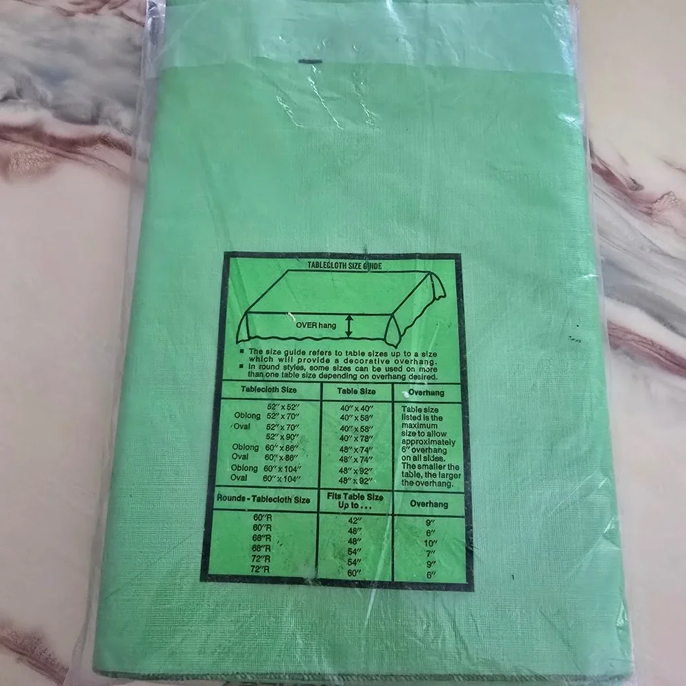 Vintage Shannon Linen Aristoplex Green Vinyl Flannel Back Tablecloth 52x70 New
